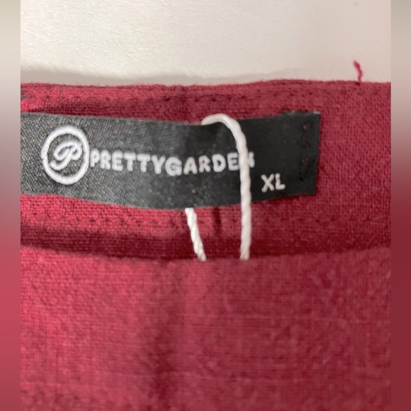 Pretty Garden Women’s Crop Top, Linen Blend, Maroon, XL, Long Sleeves, NWT - Picture 5 of 7